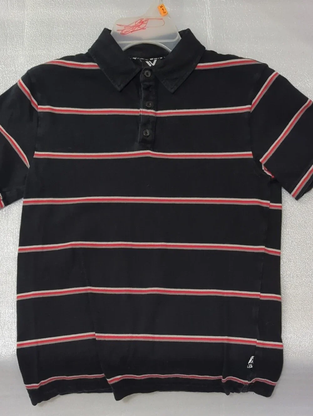 Boy's Shaun White Black Polo with Red & White Stripes